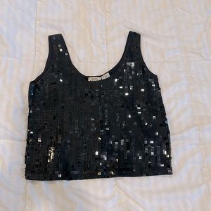 Sequined black crop top